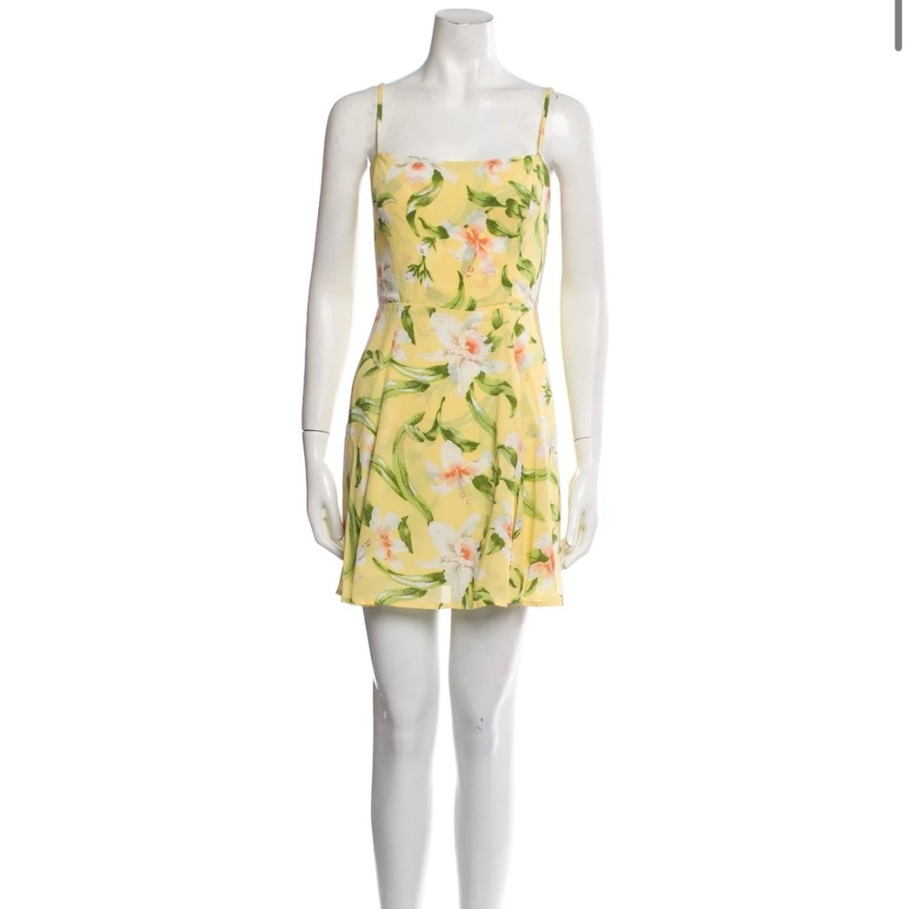 Reformation Yellow Floral Mini Dress